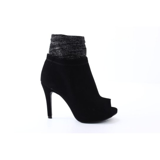 Ankle Boot Meia Nobuck Bebecê Feminino - Preto