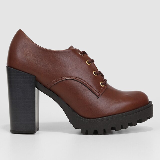 Ankle Boot Moleca Salto Alto Tratorada Feminina