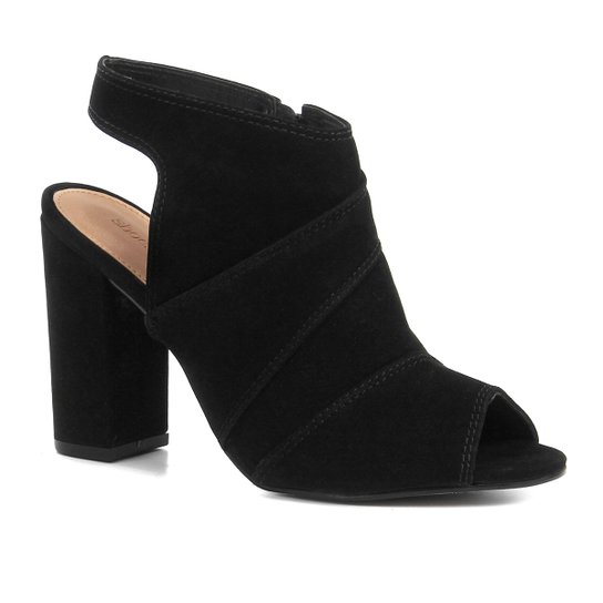 Ankle Boot Shoestock Meia Pata Nobuck Feminina - Preto