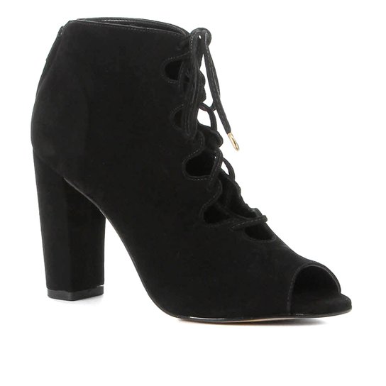 Ankle Boot Shoestock Nobuck Lace Up - Preto