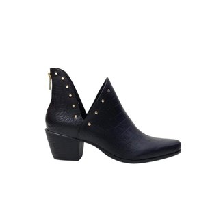 Ankle Boot Western Andarilha Couro Croco Feminino