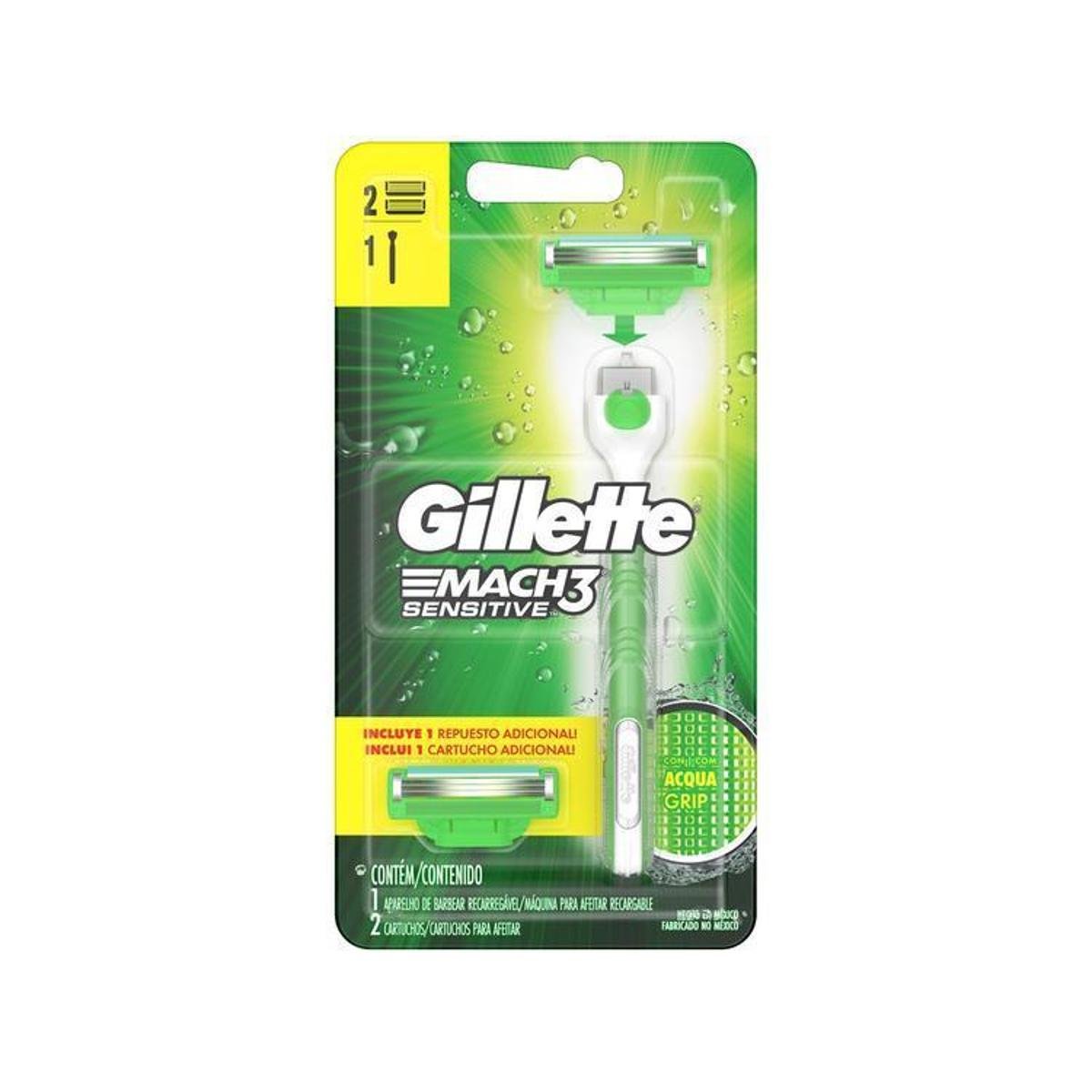 Aparelho de Barbear Gillette Mach3 Aqua-Grip Menor preço em Aparelho de Barbear Gillette Mach3 Aqua-Grip