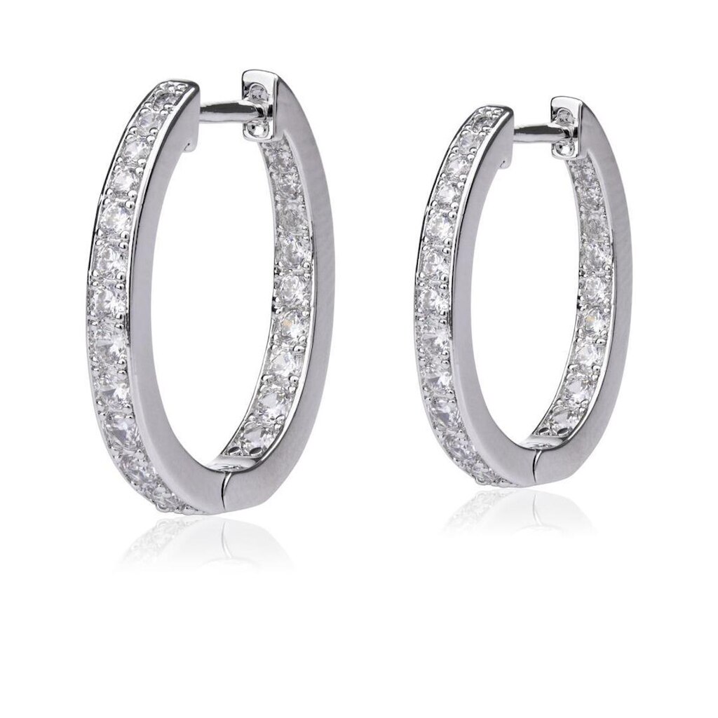 Argola Oval Com Zircônias Brancas