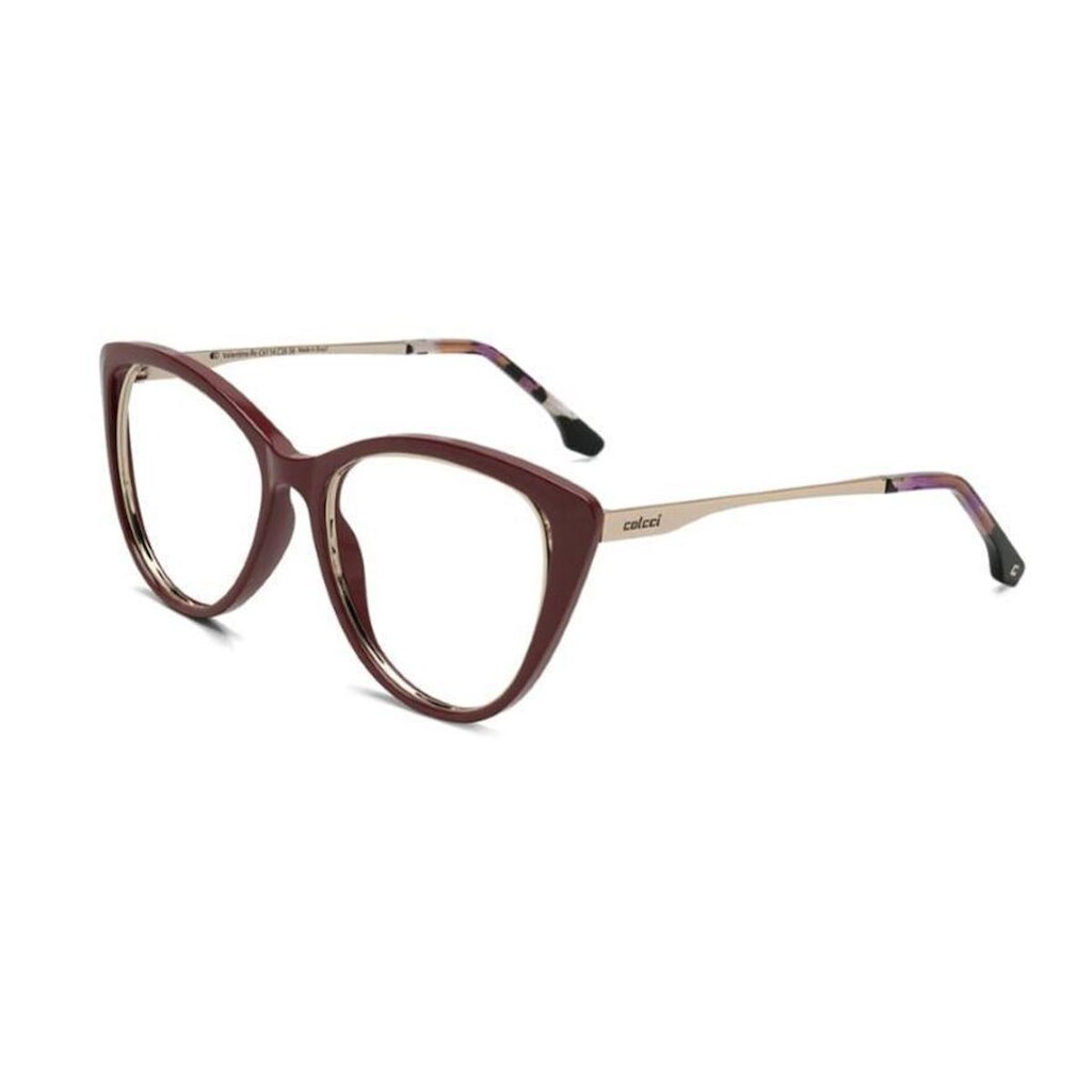Armação Óculos Colcci Valentina C6114c2656 Bordo Brilho Dourado