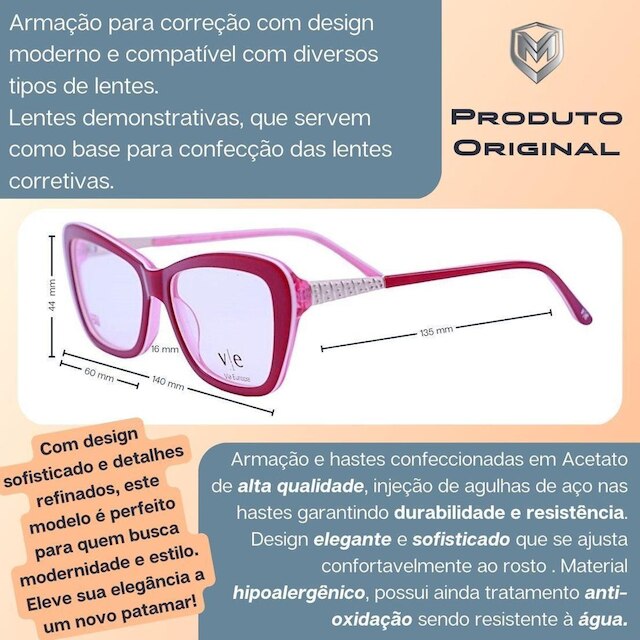Armação Óculos De Grau Feminino Gateado Acetato Mackage - Vermelho