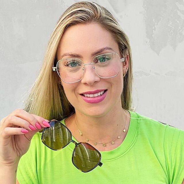 Armação para Óculos Clipon 2 em 1 Feminino Quadrado Mackage