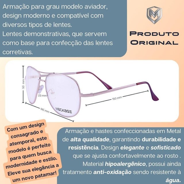 Armação Para Óculos De Grau Aviador Metal Mackage- Dourado