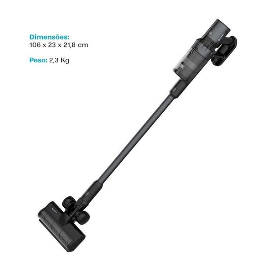 Aspirador de Pó Vertical Sem Fio KABUM! smart Lite, 2 em 1, 500W, Bivolt, 500ml, Preto - KSAV200PT