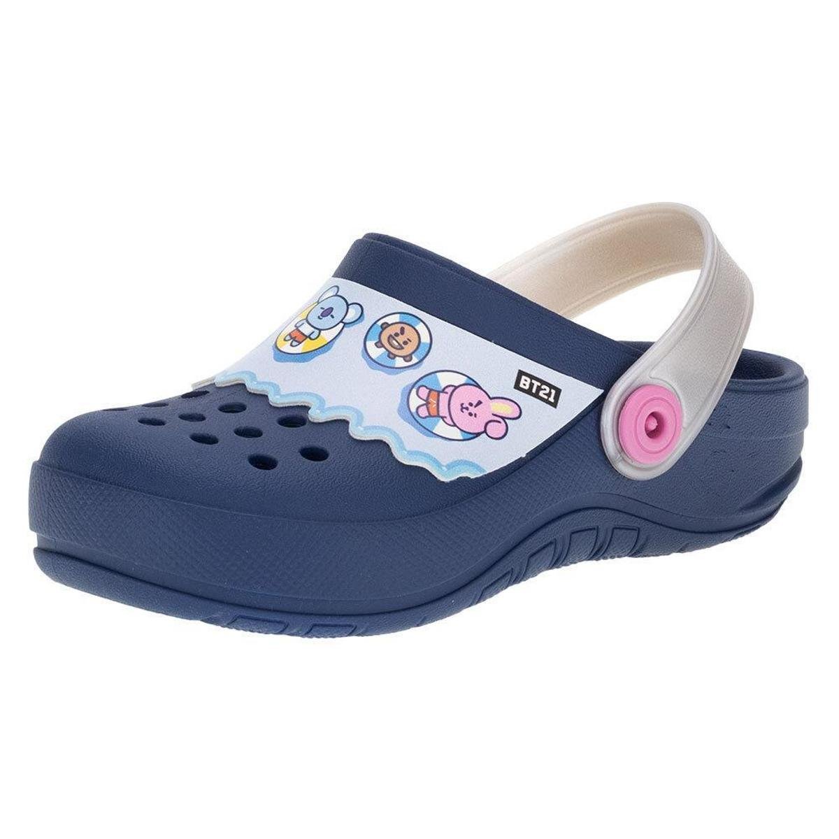 Babuche Bt21 Cute Friends Grendene Kids - 22696 - Marinho Menor preço em Babuche Bt21 Cute Friends Grendene Kids - 22696 - Marinho