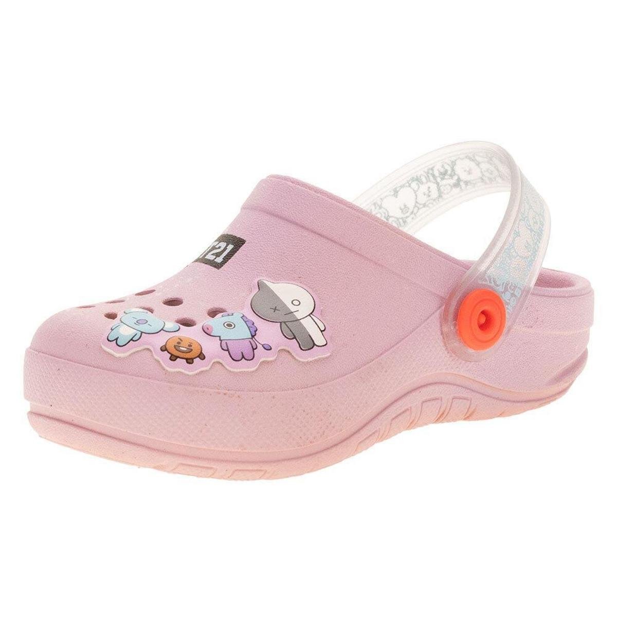 Babuche Bt21 Cute Friends Grendene Kids - 22696 - Rosa Menor preço em Babuche Bt21 Cute Friends Grendene Kids - 22696 - Rosa