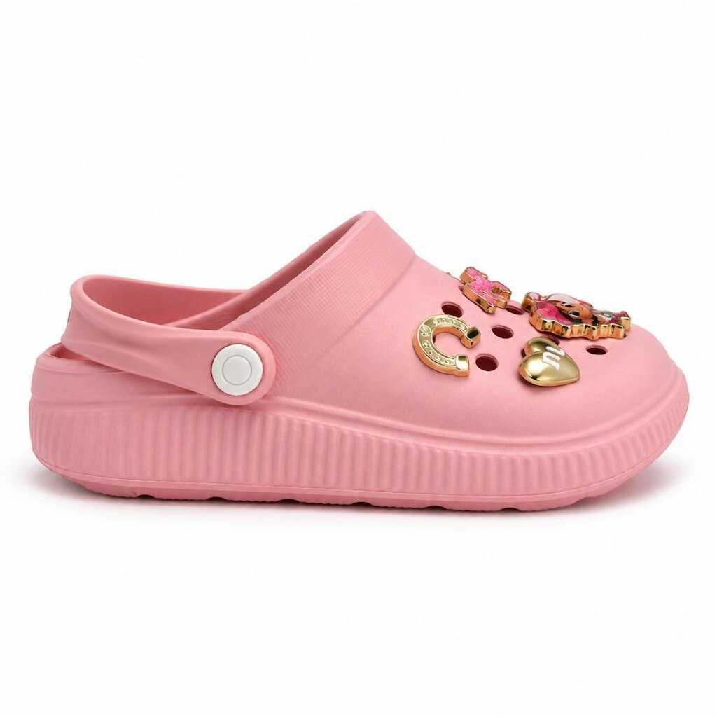 Babuche Infantil Menina Com Pingentes Plataforma Leve