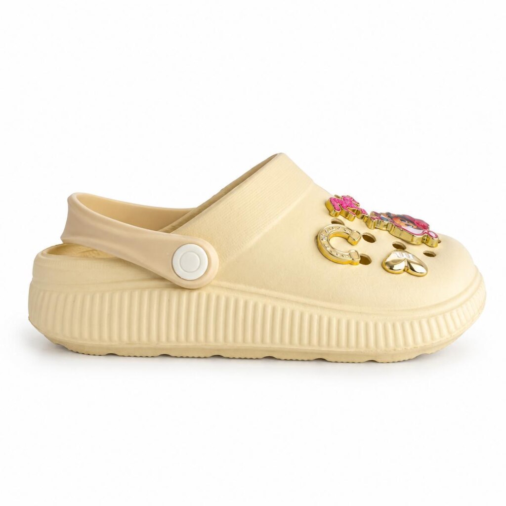 Babuche Infantil Menina Com Pingentes Plataforma Leve