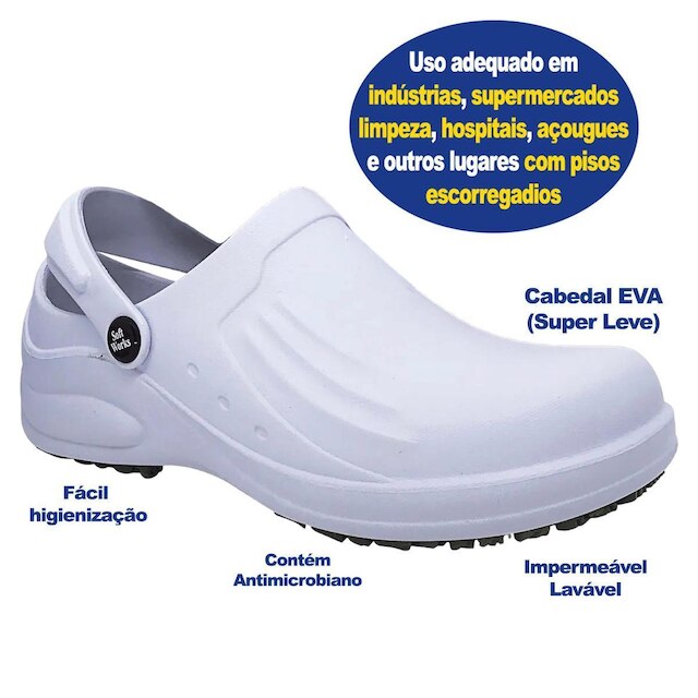 Babuche Profissional SoftWorks Antiderrapante Trabalho EPI CA 37213 BB61