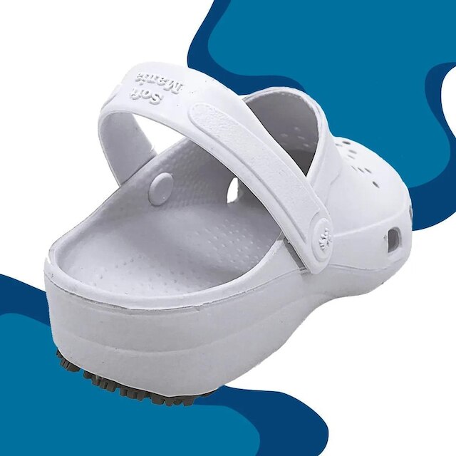 Babuche Profissional SoftWorks Mania Conforto Antiderrapante Trabalho EPI Perfuros EVA BB31 Branco