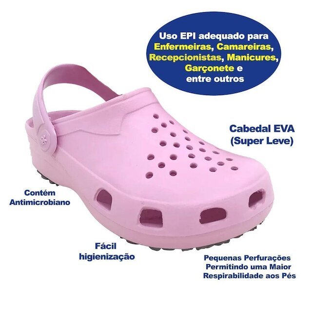Babuche Profissional SoftWorks Mania Conforto Antiderrapante Trabalho EPI Perfuros EVA BB31 Branco