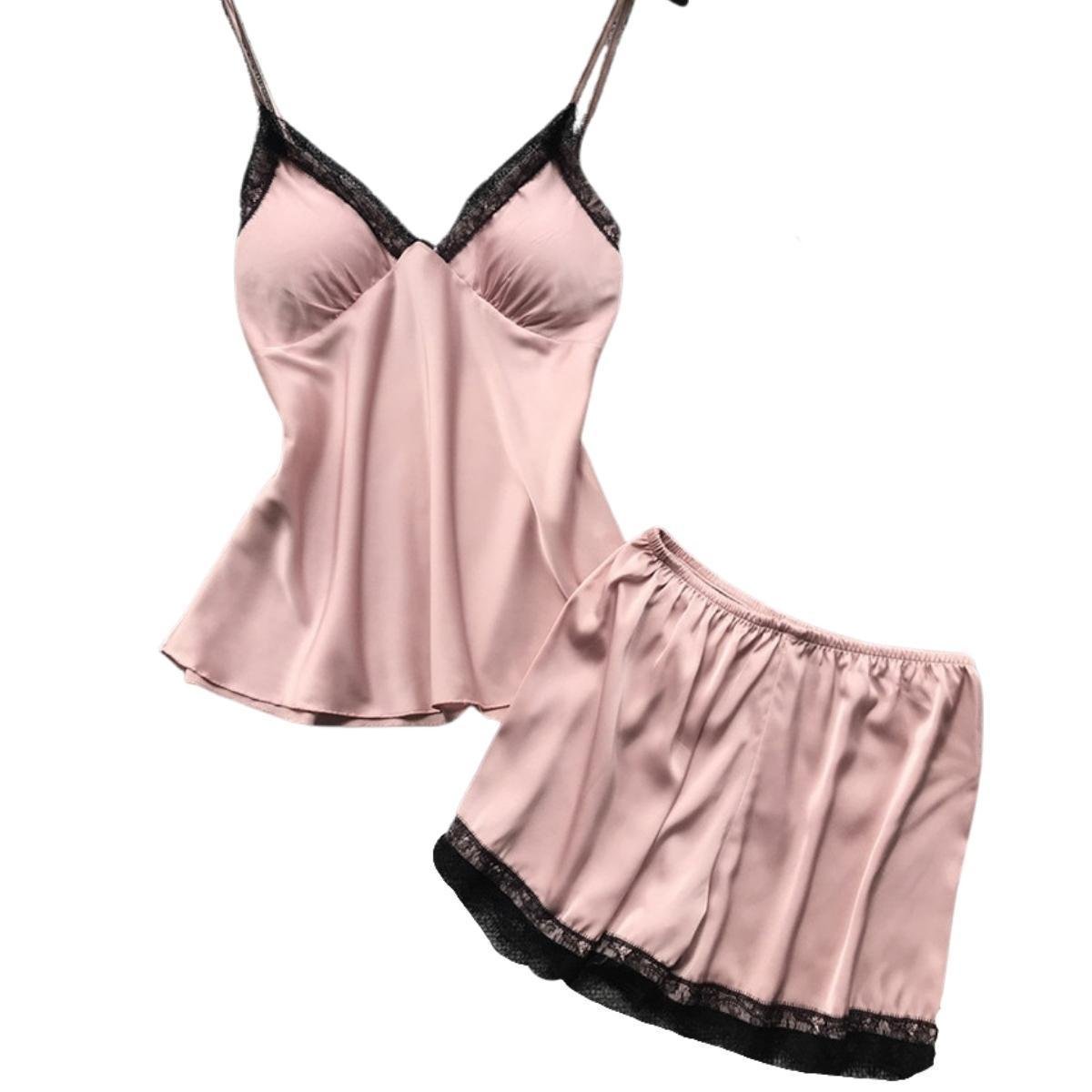 Baby Doll Short Doll Pijama em Cetim de Seda e Renda Importada - Rosa Menor preço em Baby Doll Short Doll Pijama em Cetim de Seda e Renda Importada - Rosa
