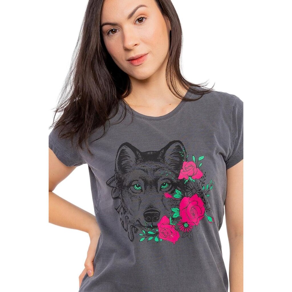 Baby Look Flowers Wolf Preta Wess Clothing