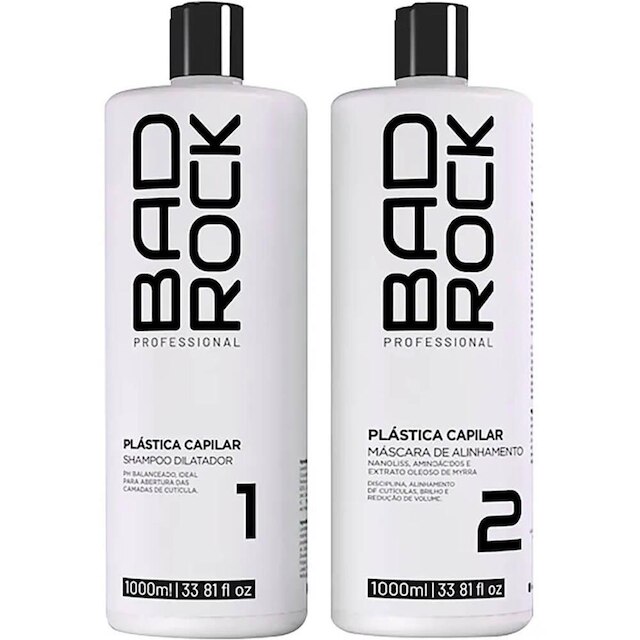 Bad Rock Plástica Capilar - Kit Escova Progressiva Orgânica Nanotecnologia 2x 1L