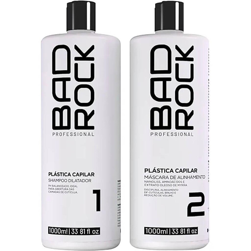 Bad Rock Plástica Capilar - Kit Escova Progressiva Orgânica Nanotecnologia 2x 1L