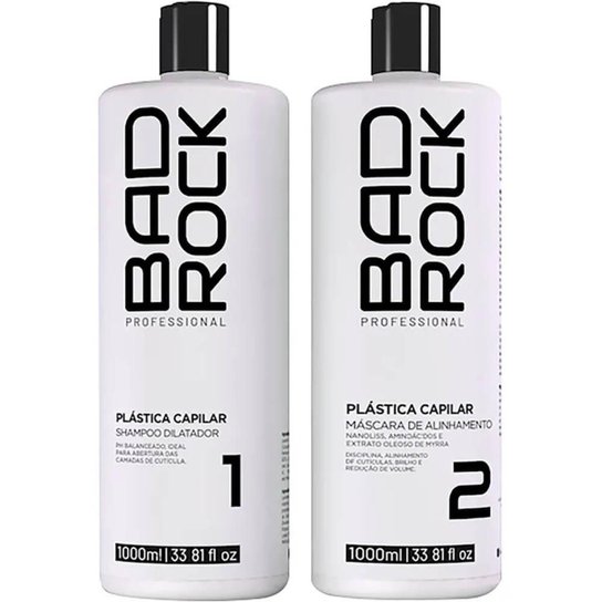 Bad Rock Plástica Capilar - Kit Escova Progressiva Orgânica Nanotecnologia 2x 1L