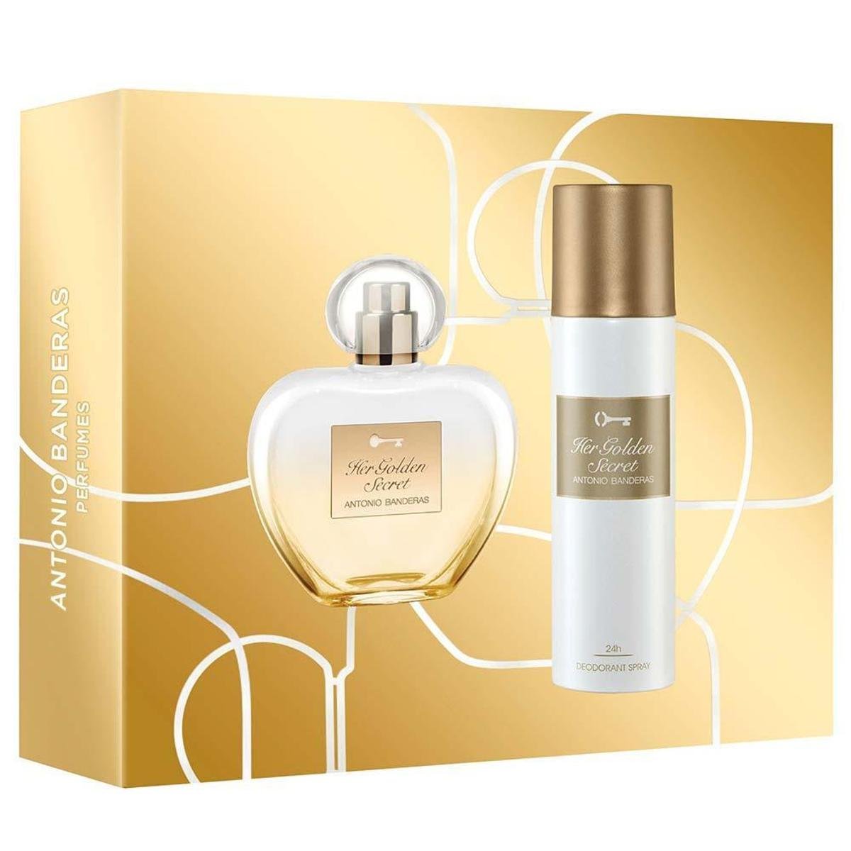 Banderas Her Golden Secret EDT Kit - Perfume Feminino + Desodorante Spray Kit Menor preço em Banderas Her Golden Secret EDT Kit - Perfume Feminino + Desodorante Spray Kit