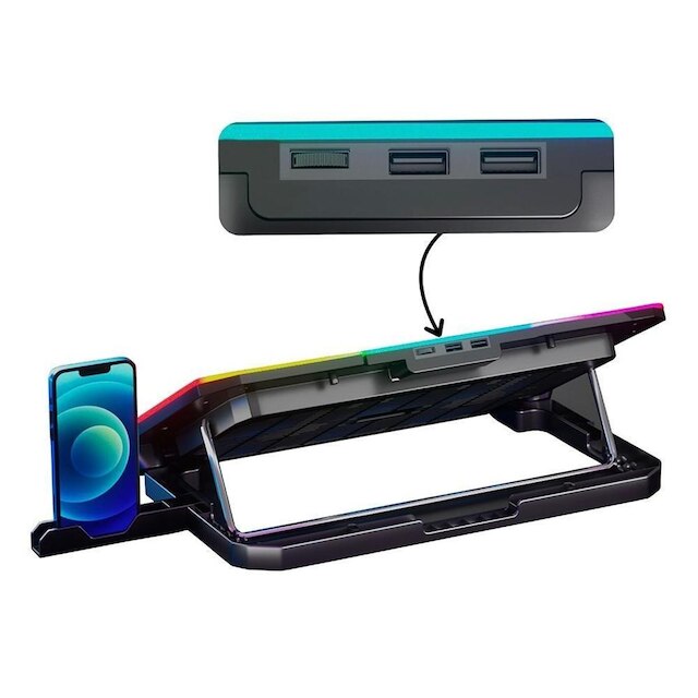Base com Cooler para Notebook Rise Mode, 17", Galaxy Black X3, RGB, USB - RM-CN-03-RGB