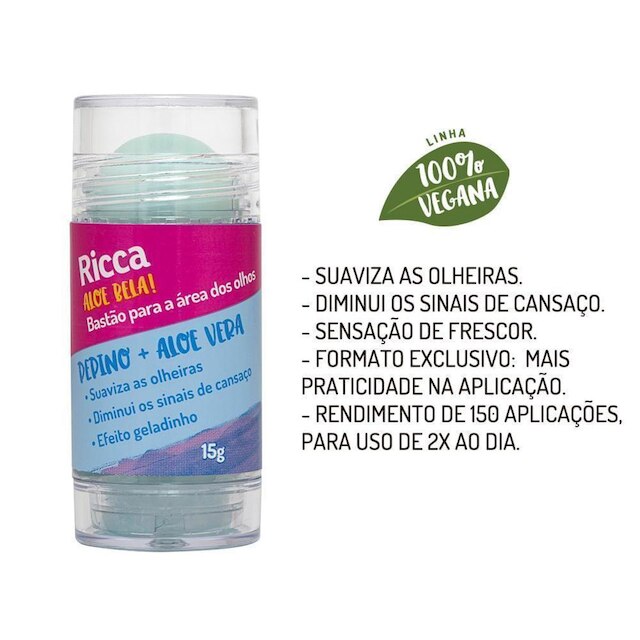 Bastão Para Area Dos Olhos Ricca Aloe Bela 15g 1 Un