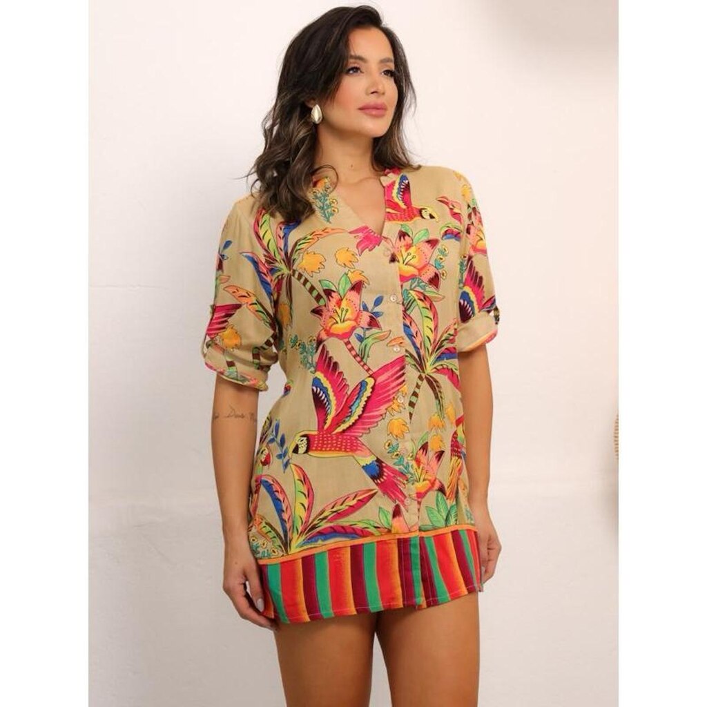 Bata Tunica indiana Bata feminina Viscose Saida De Praia 346