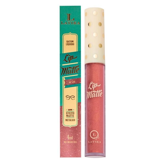 Batom Líquido Latika Lip Matte 4ml Nº 45 Nude Metálico