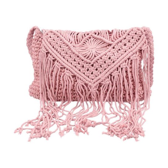 Bauarte - Bolsa Crossbody de Crochê Laranja - Rosa