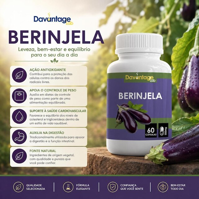 Berinjela 500mg Em Cápsulas A Verdadeira 1 Pote