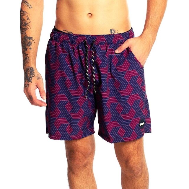 Bermuda Banho Shorts Praia Várias Estampas Qualidade Premium Tactel Com Elastano Hammer