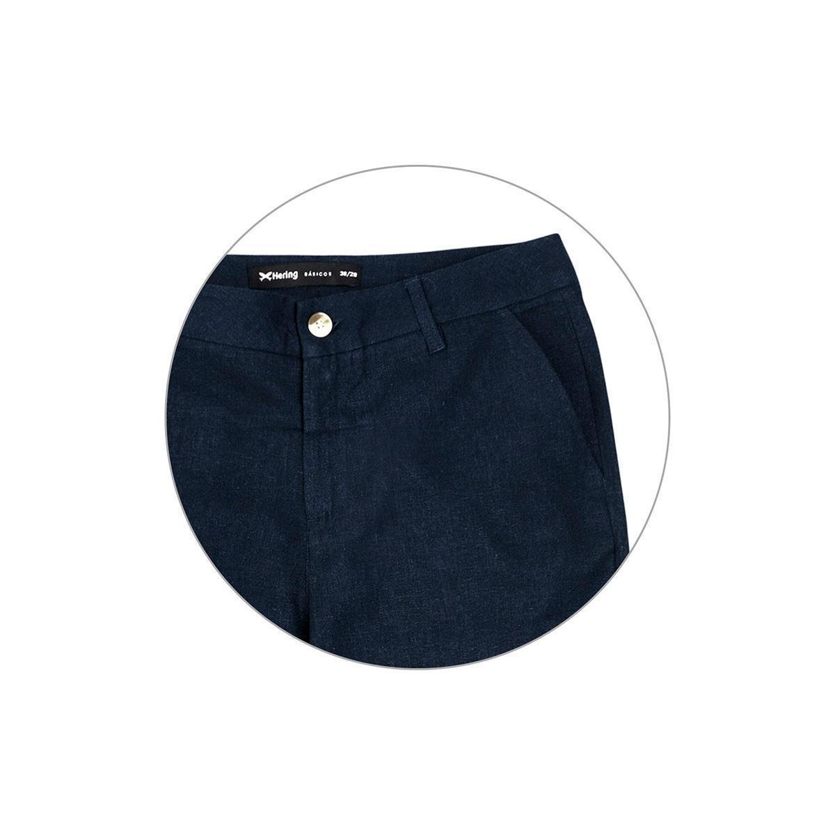 Bermuda Básica Alfaiataria Em Linho - Hering Feminina - Azul Escuro Menor preço em Bermuda Básica Alfaiataria Em Linho - Hering Feminina - Azul Escuro