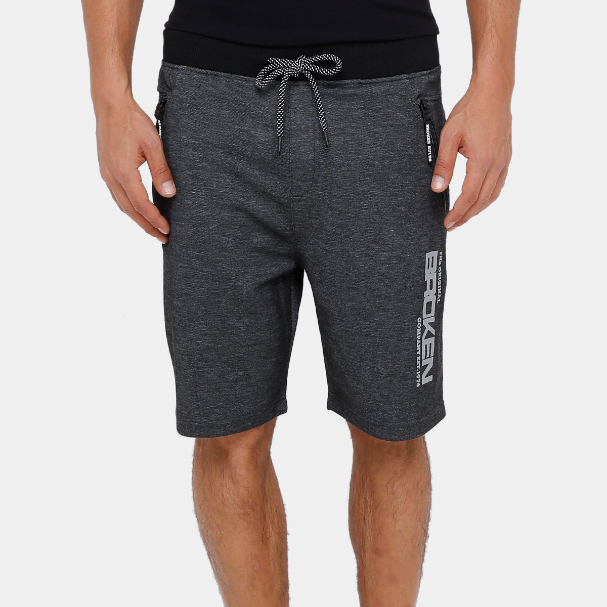 Bermuda Broken Rules Moletom Masculina - Chumbo Menor preço em Bermuda Broken Rules Moletom Masculina - Chumbo