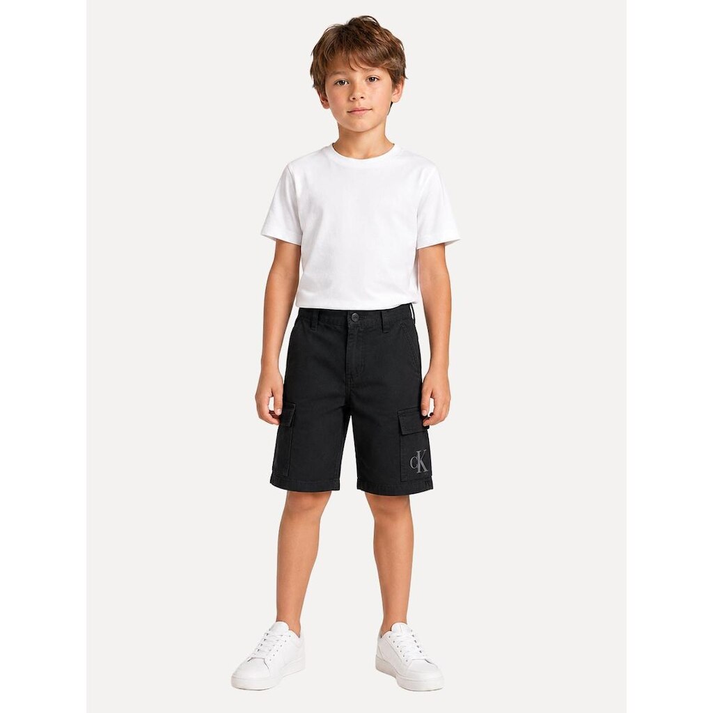 Bermuda Calvin Klein Infantil Grey Pocket Logo CK Preta