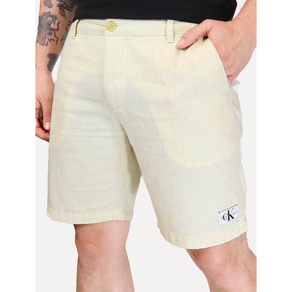 Bermuda Calvin Klein Jeans Masculina Chino Cotton Off White