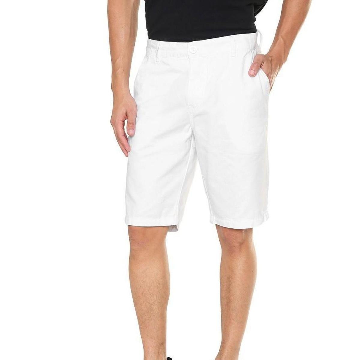 Bermuda Coca-Cola Jeans Sarja Confort Masculino - Branco Menor preço em Bermuda Coca-Cola Jeans Sarja Confort Masculino - Branco