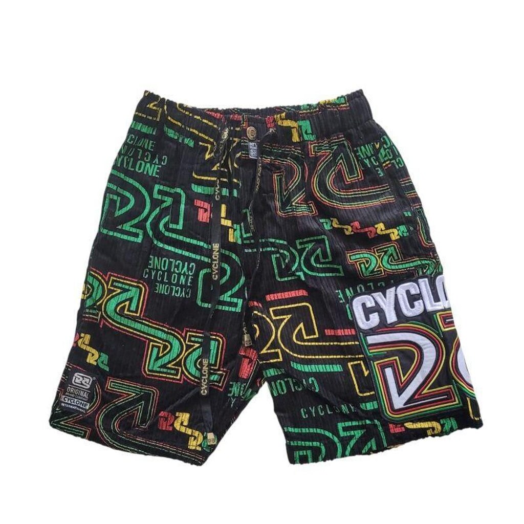 Bermuda Cyclone Aveludada Estampada Logo Jamaicano Masculino Adulto Ref. 02051734