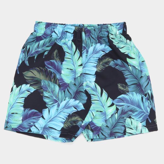 Bermuda D'Água Infantil Pulla Bulla Estampada Masculina - Preto