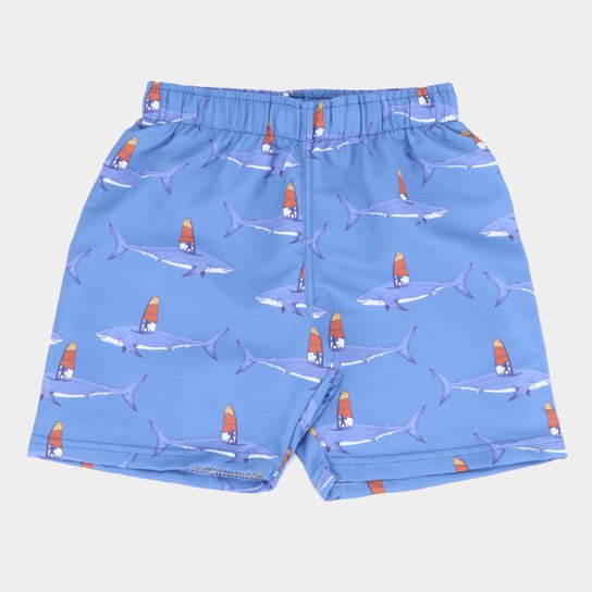 Bermuda D'Água Infantil Pulla Bulla Estampada Masculina - Azul
