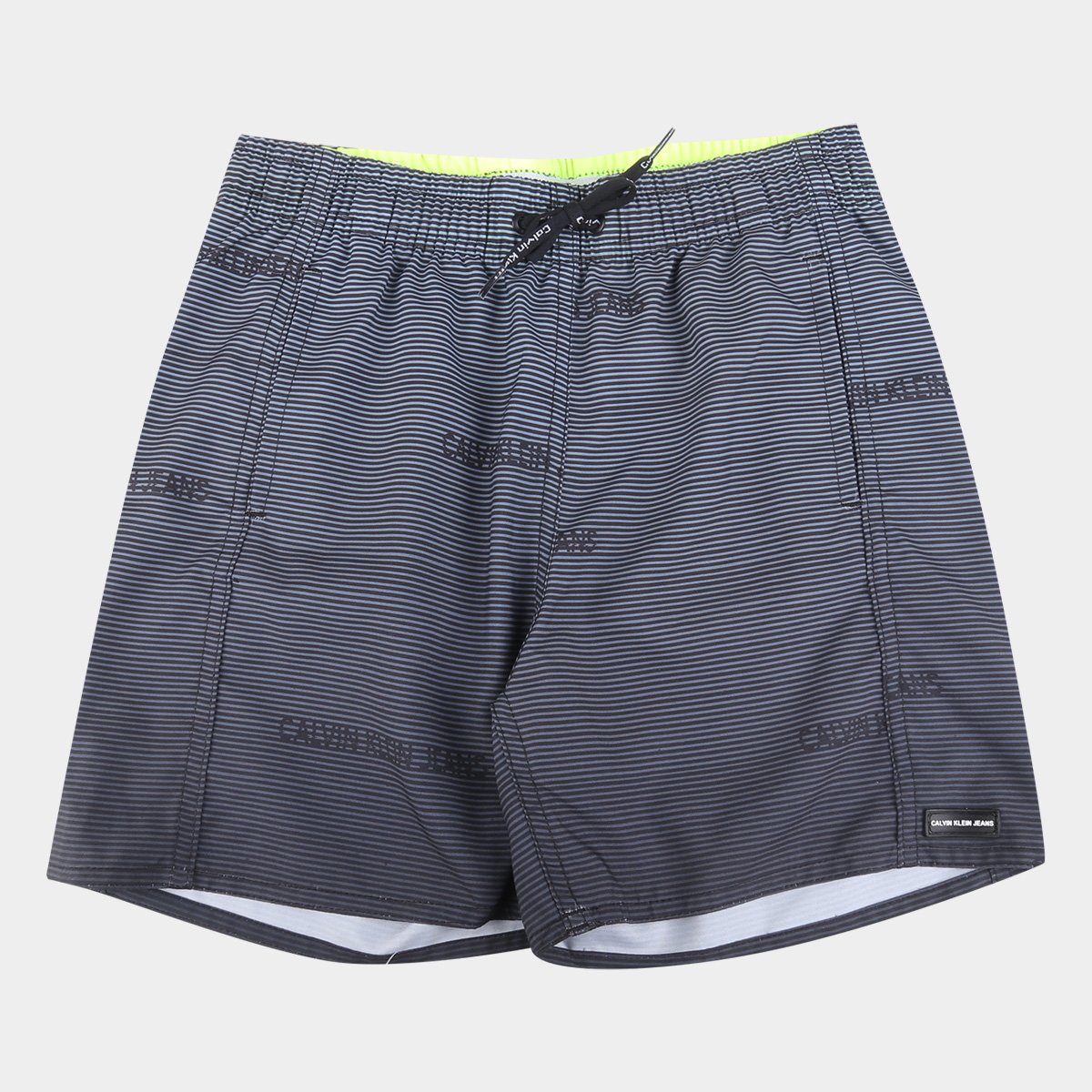 Bermuda D'Água Juvenil Calvin Klein Listras Masculina - Chumbo Menor preço em Bermuda D'Água Juvenil Calvin Klein Listras Masculina - Chumbo