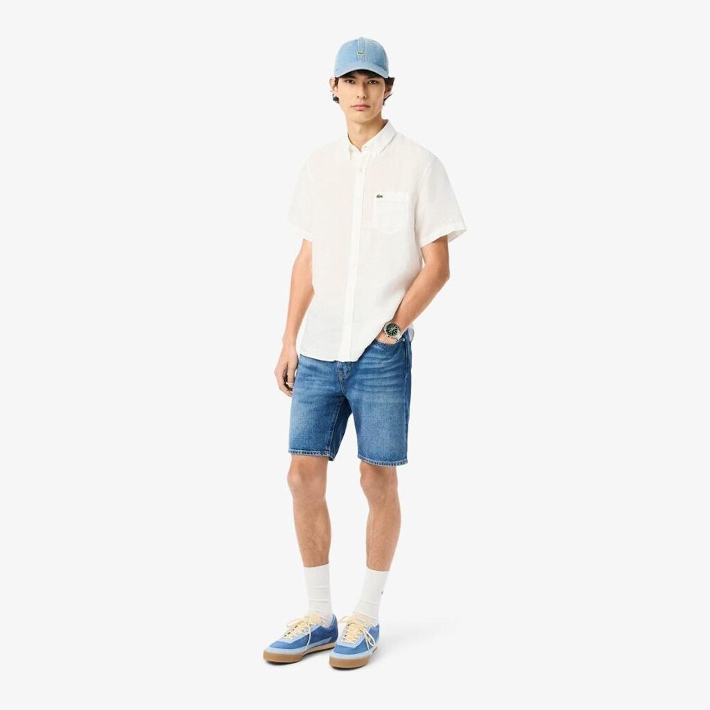 Bermuda em Denim com Ajuste Reto Lacoste Masculina