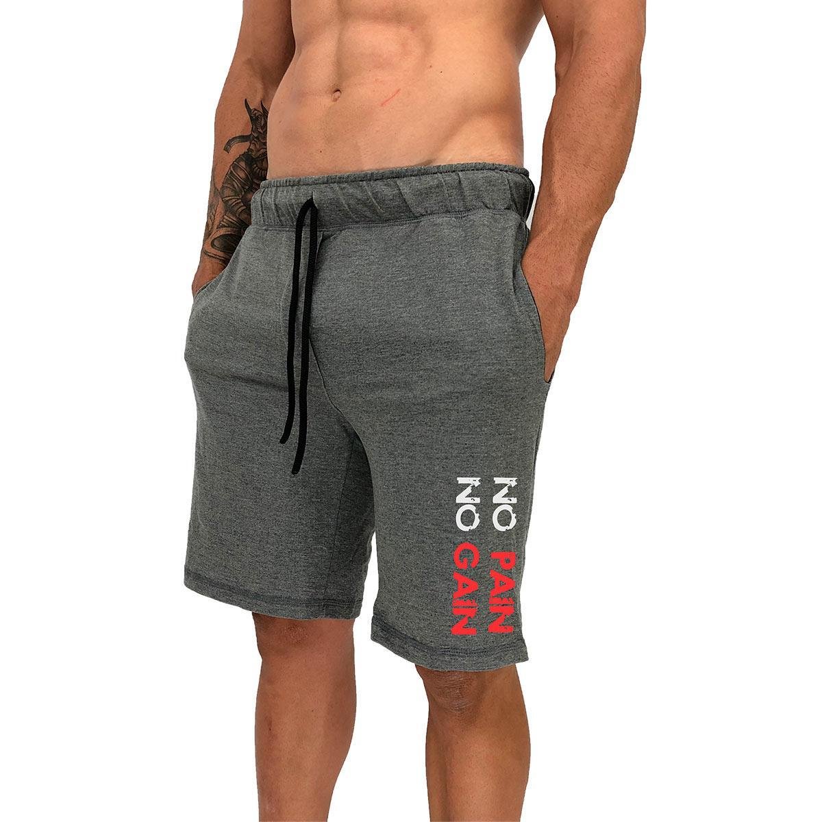 Bermuda Estampada MXD Conceito No Pain No Gain Letreiro Masculina Menor preço em Bermuda Estampada MXD Conceito No Pain No Gain Letreiro Masculina