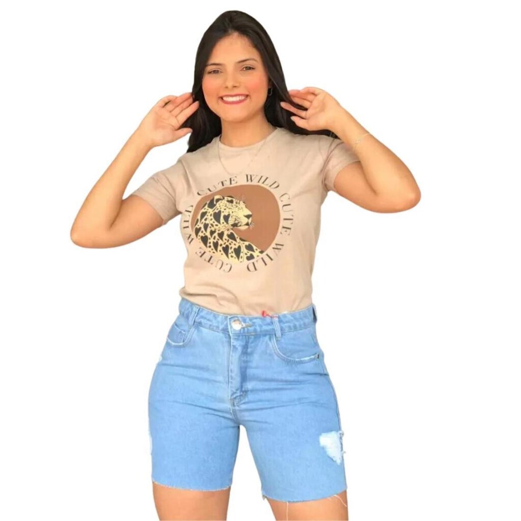 Bermuda Feminina Barra Fio Com Destroyed Jeans Claro