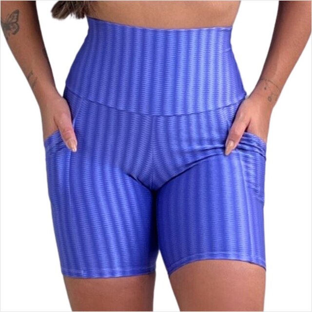 Bermuda Feminina Cós Alto Academia Short Bolso Lateral