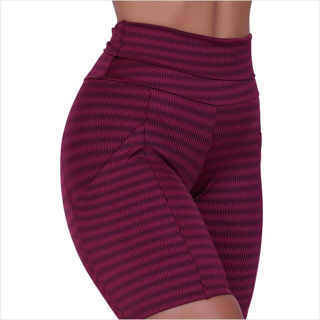 Bermuda Feminina Cós Alto Academia Short Bolso Lateral