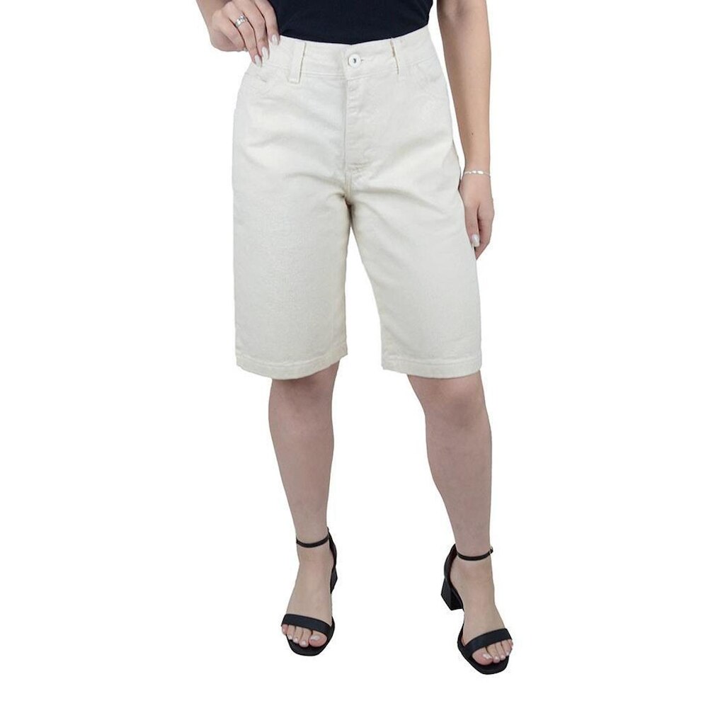 Bermuda Feminina Gatos e Atos Jorts Sarja Bege Creme - G2470