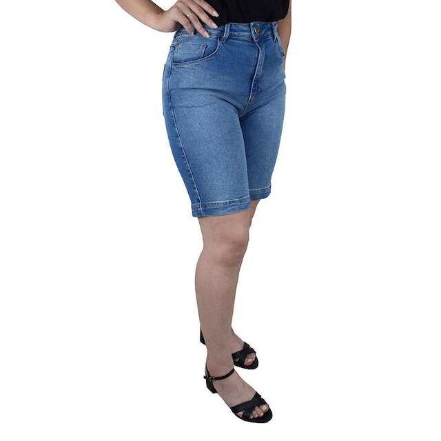 Bermuda Feminina Lado Avesso Jeans Pin Up - L25819