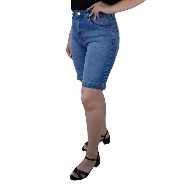 Bermuda Feminina Lado Avesso Jeans Pin Up - L25819