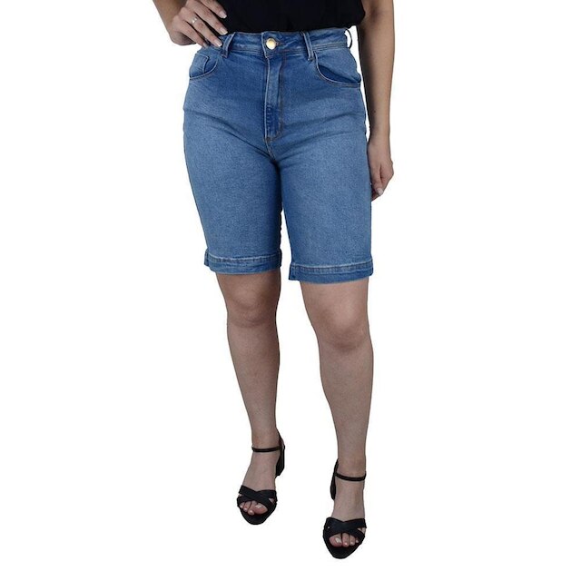 Bermuda Feminina Lado Avesso Jeans Pin Up - L25819